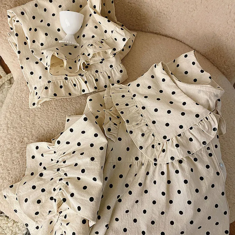 

Korean Princess Pajama Set Simple Cotton Sleeowear Home Suit Women's Loose Home Clothes Spring And Autumn Pyjamas Nightwear