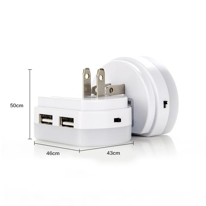 

Smart Light Sensor LED Night Light Dual USB Port 110V/240V Control Plug-in Charger Light Baby Child Sleep Night Light EU/US.plug