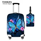 Защитный чехол для багажа THIKIN для девочек, модный пылезащитный чехол на колесиках с принтом синей бабочки для женщин, чехол для костюма, Чехол 18-30 дюймов