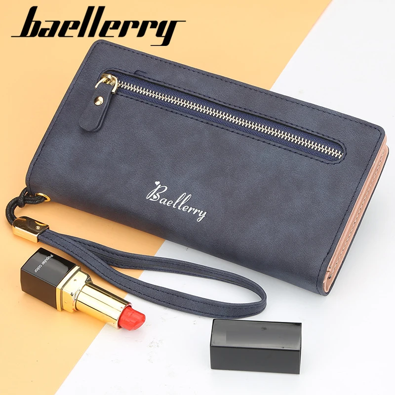 Baellerry, винтажный кошелек, клатч для телефона, женский кошелек, женский кожаный кошелек на молнии, длинный держатель для карт, женский кошелек