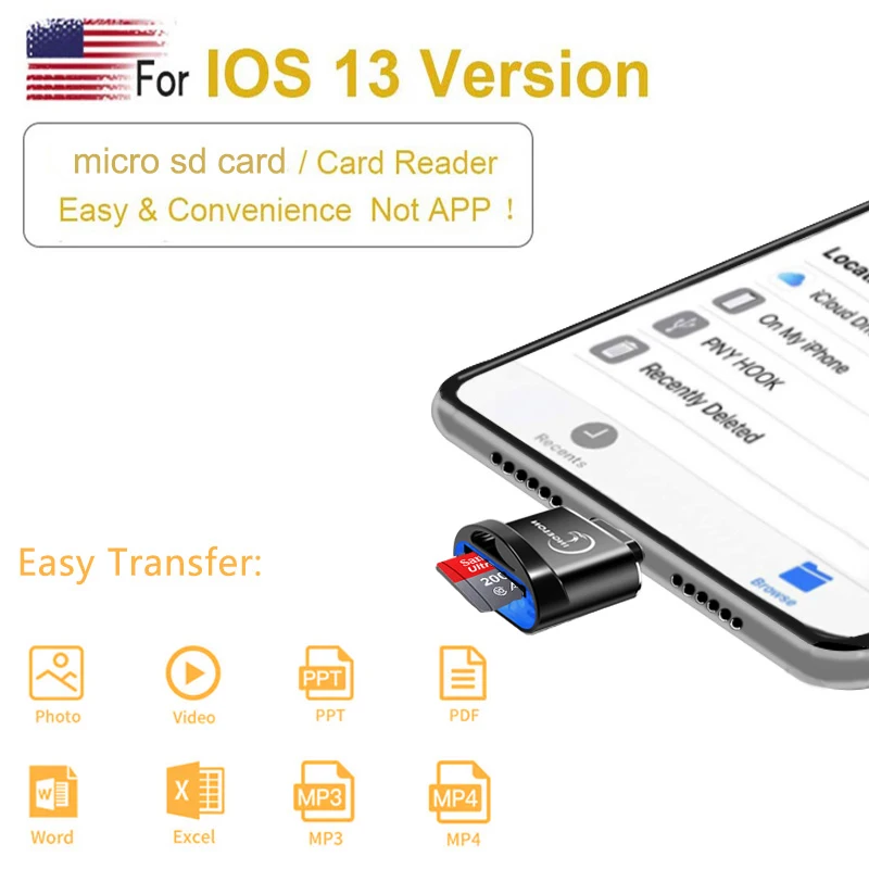 

Адаптер INGELON Lightning мобильный телефон для планшетов Apple, для карт TF / Micro SD, металлический мини-кардридер 3,0, адаптер для iphone 7, 8