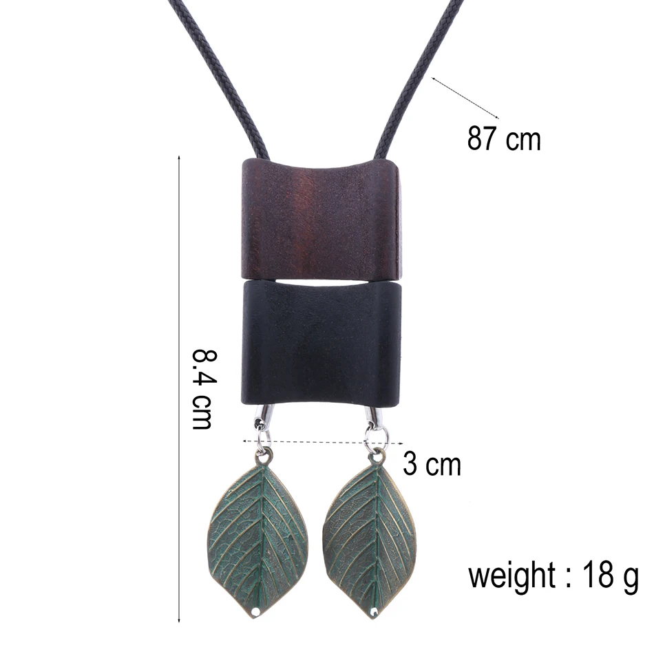 Женское длинное ожерелье с листьями $ кулоны для женщин деревянный Свитер