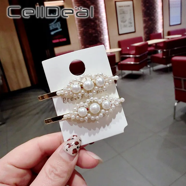 Модные женские аксессуары и клипсы для волос с искусственным жемчугом девушек