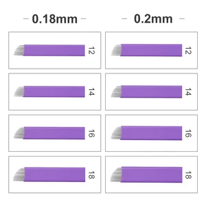 Сверхтонкое лезвие иглы для татуажа 0,18 мм0,2 мм нано 12141618 гибкий изогнутый микроблейдинг для перманентного макияжа карандаш для бровей