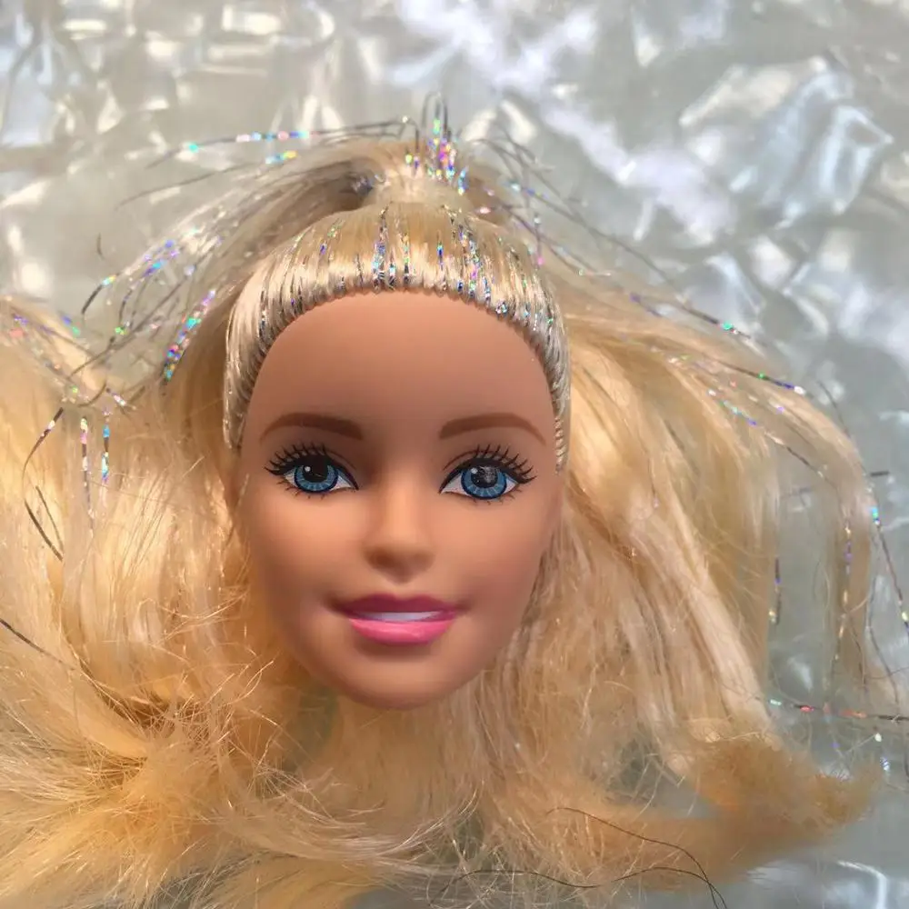 bling hair Качественная голова куклы, серебряные волосы, кривые волосы, кукла, аксессуары для девочек, сделай сам, повязка, принцесса, игрушка, голова, кукла, игрушки, аксессуары, выбор стиля - Цвет: bling hair