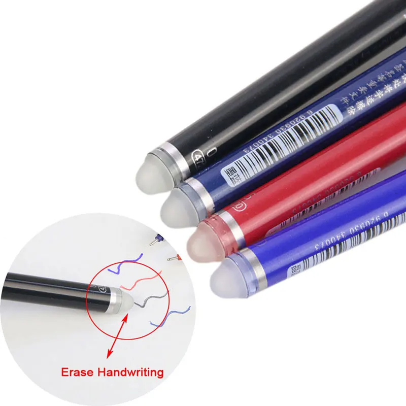 

6+20PCS/Set Transparent Rods Thermal Erasable Pen Refill 0.5mm Blue Black Washable Handle Pens School Stationery Writing Tool