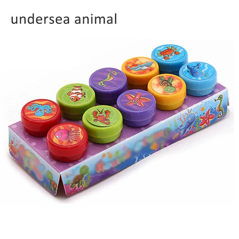 undersea animal 10 шт. детская печать DIY картина Детская игрушка Мультяшные животные Скрапбукинг штамп фотоальбом Декор милый детский сад принадлежности - Цвет: undersea animal