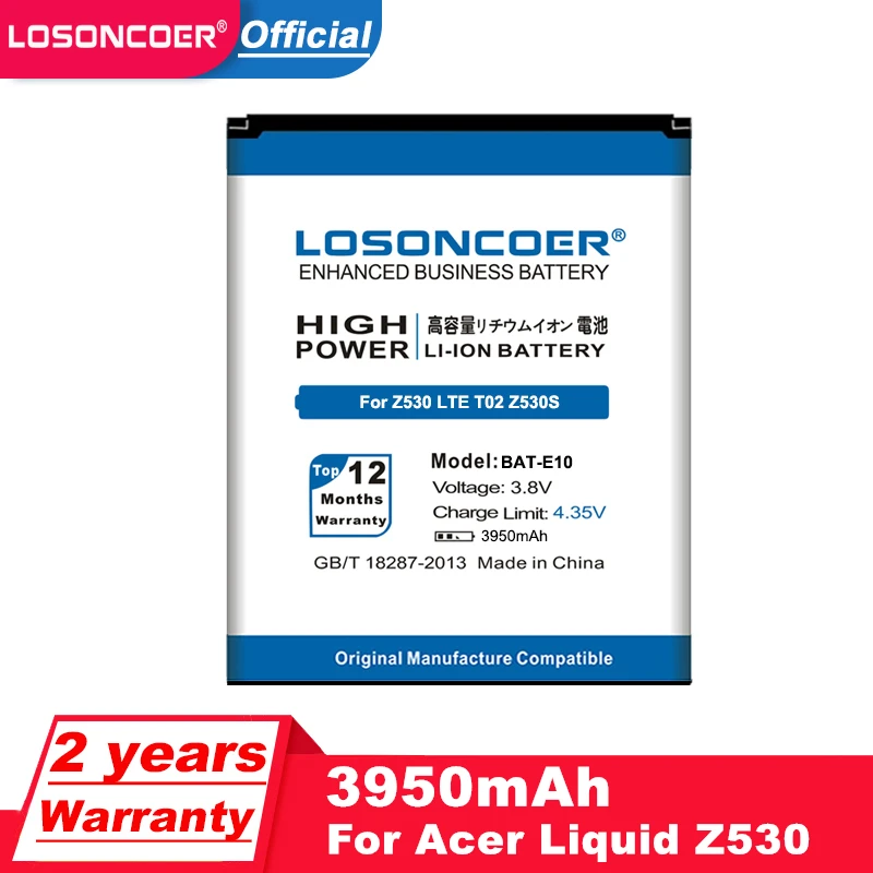 LOSONCOER 3950 мАч BAT-E10 (1ICP4/58/71) ICP9375870L1 для Acer Liquid Z530 LTE T02 Z530S аккумулятор мобильного