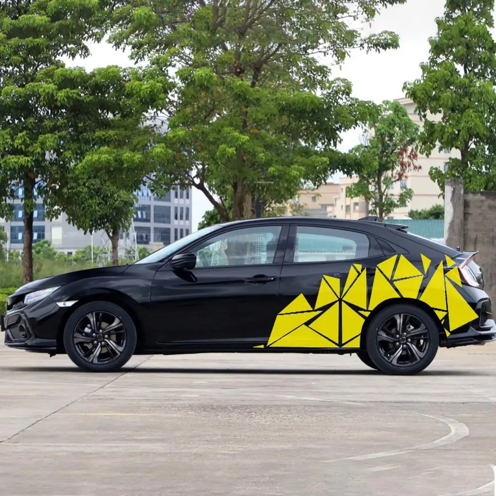 1 шт. боковая наклейка на кузов автомобиля Стикеры глянцевый черный Треугольники