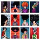 Скандинавский современный стиль, рисование вручную, персонажи, Красочный холст, Женский декор, настенные картины для гостиной без рамы