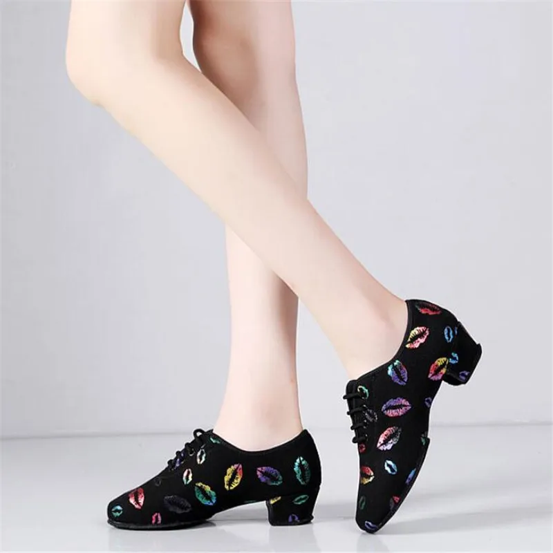 

high heel Latin Dance Shoes Modern Women Ballroom Tango Girls Ladies Sneaker Fashion Couple Red Lips Dance Shoes 3CM And 5CM