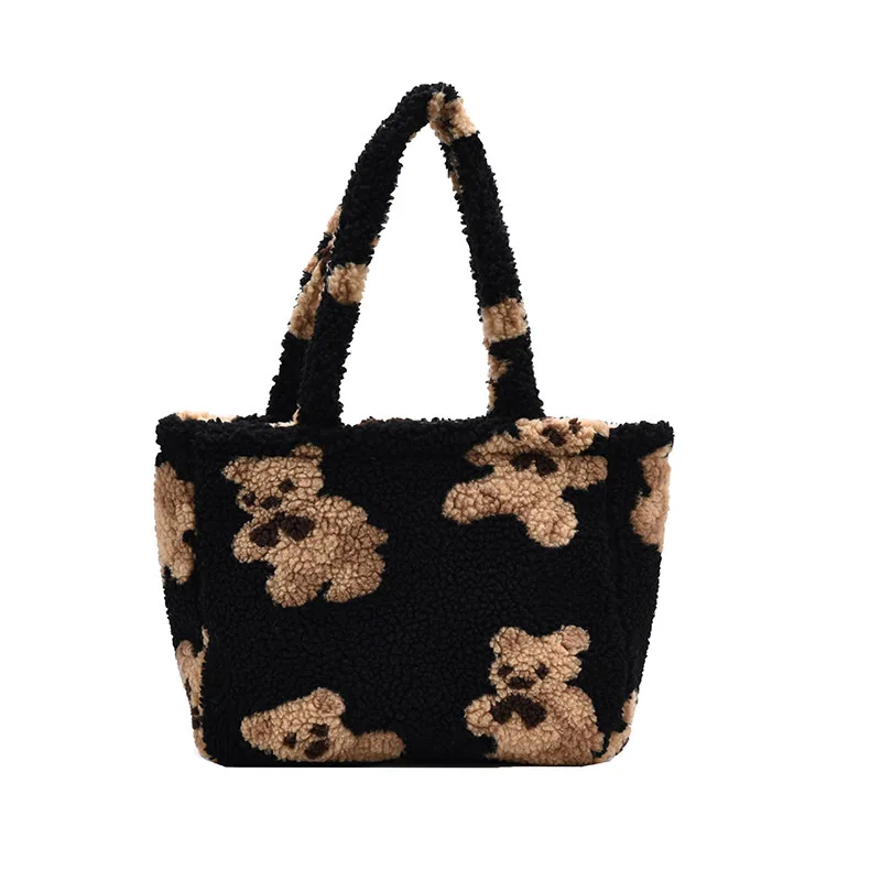 

Fall/winter new retro cute plush bear ins net red girl Joker portable armpit bag
