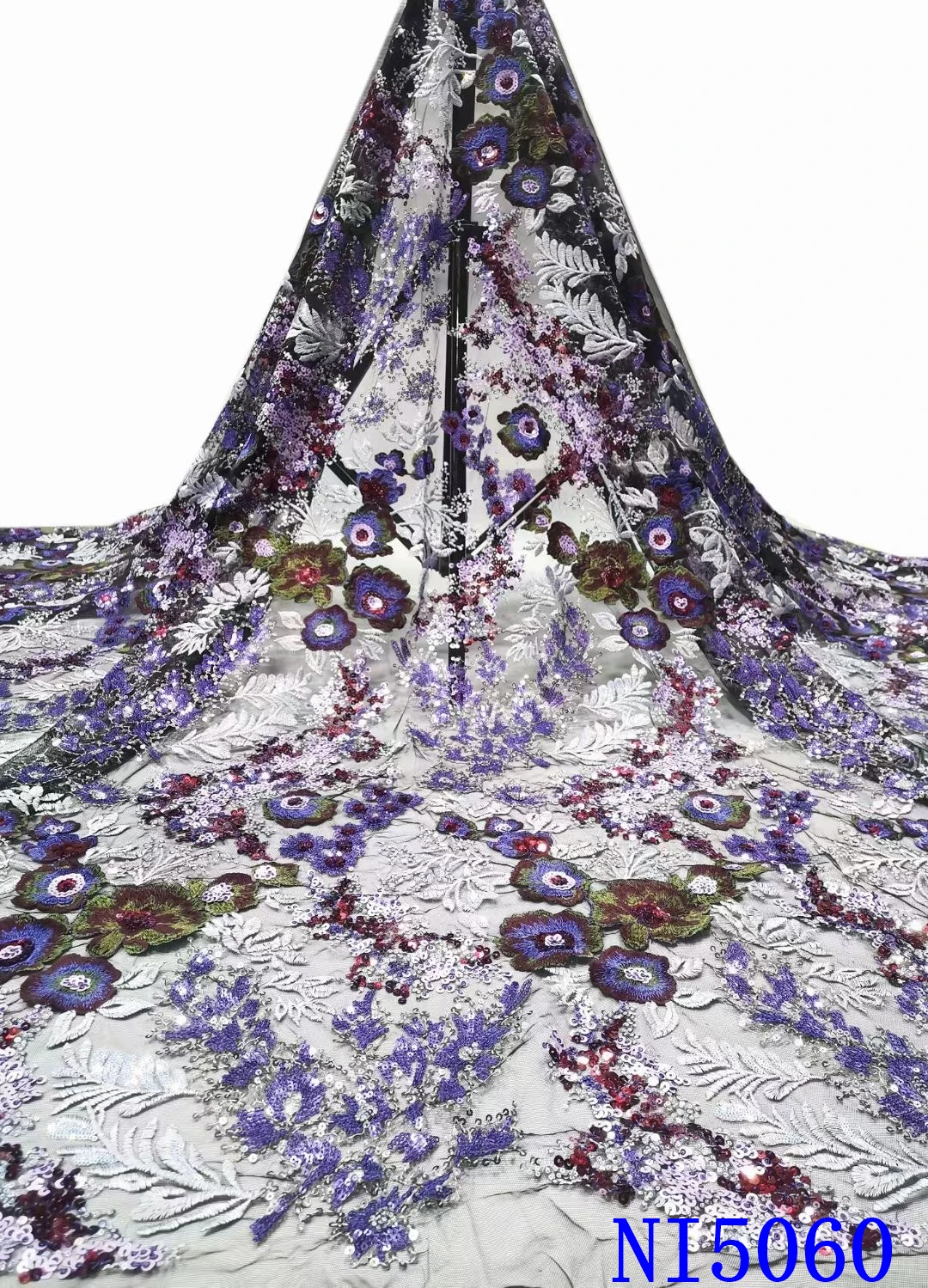 

NI.AI в африканском стиле блестками Тюлевая сетчатая кружевная ткань 2021 высокое качество кружева в нигерийском стиле чистая кружевной ткани ...