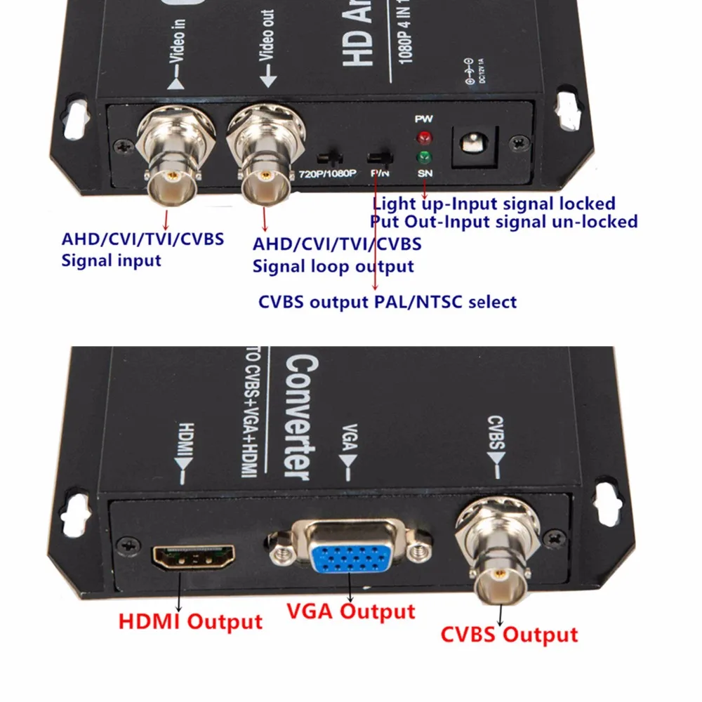AHD/TVI/CVI/CVBS видео в HDMI/VGA/CVBS адаптер конвертер обнаружение PAL/NSTC полный HD1080P для