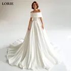 Свадебные платья LORIE А-силуэта 2021 мягкое женское платье принцессы с открытыми плечами для свадебной вечеринки со шлейфом