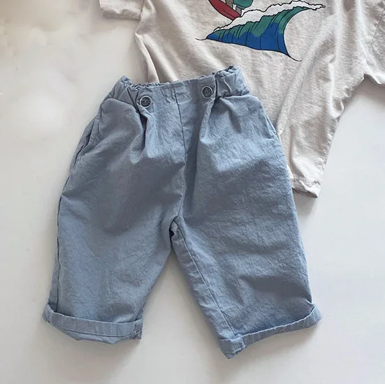 

2020 autumn children wear new Korean fashion pure cotton elastic belt leisure trousers baby boys girls pants