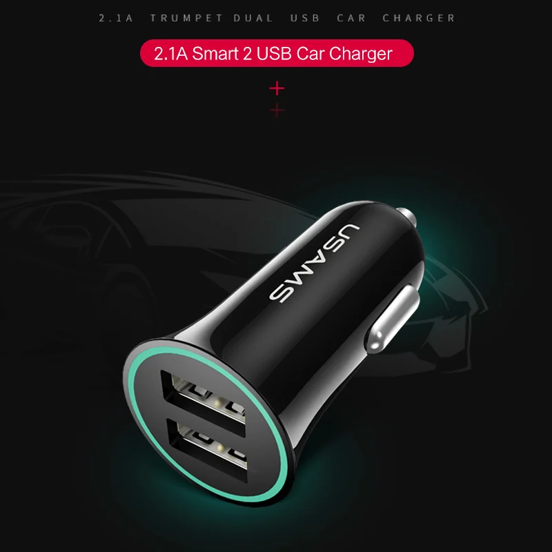 USAMS автомобильный Зарядное устройство с светодиодный Дисплей Dual USB для samsung Xiaomi