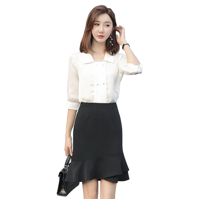

Chiffon shirt women's 5-sleeve design niche 2020 new professional shirt women's summer thin shirt