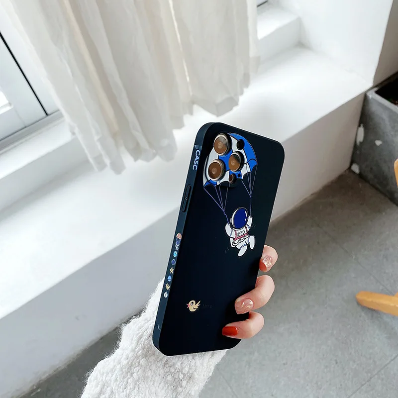 

Space Little Astronaut Cute Earth Fun Phone Case For iPhone 12 11 Pro Max Mini X XR Anti-Fall iphone 11 case iphone 8 plus case