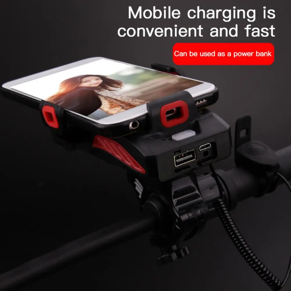 

Новый многофункциональный велосипедный передний фонарь 4 в 1, держатель для велосипедного рога, внешний аккумулятор, велосипедная передняя ...