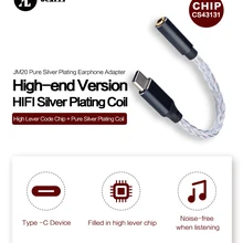 JCALLY JM20 High Performance CS43131 DAC decoder amplifier Type C to 3.5mm Adapter Pure Silver Cable for Android Windows MacOS