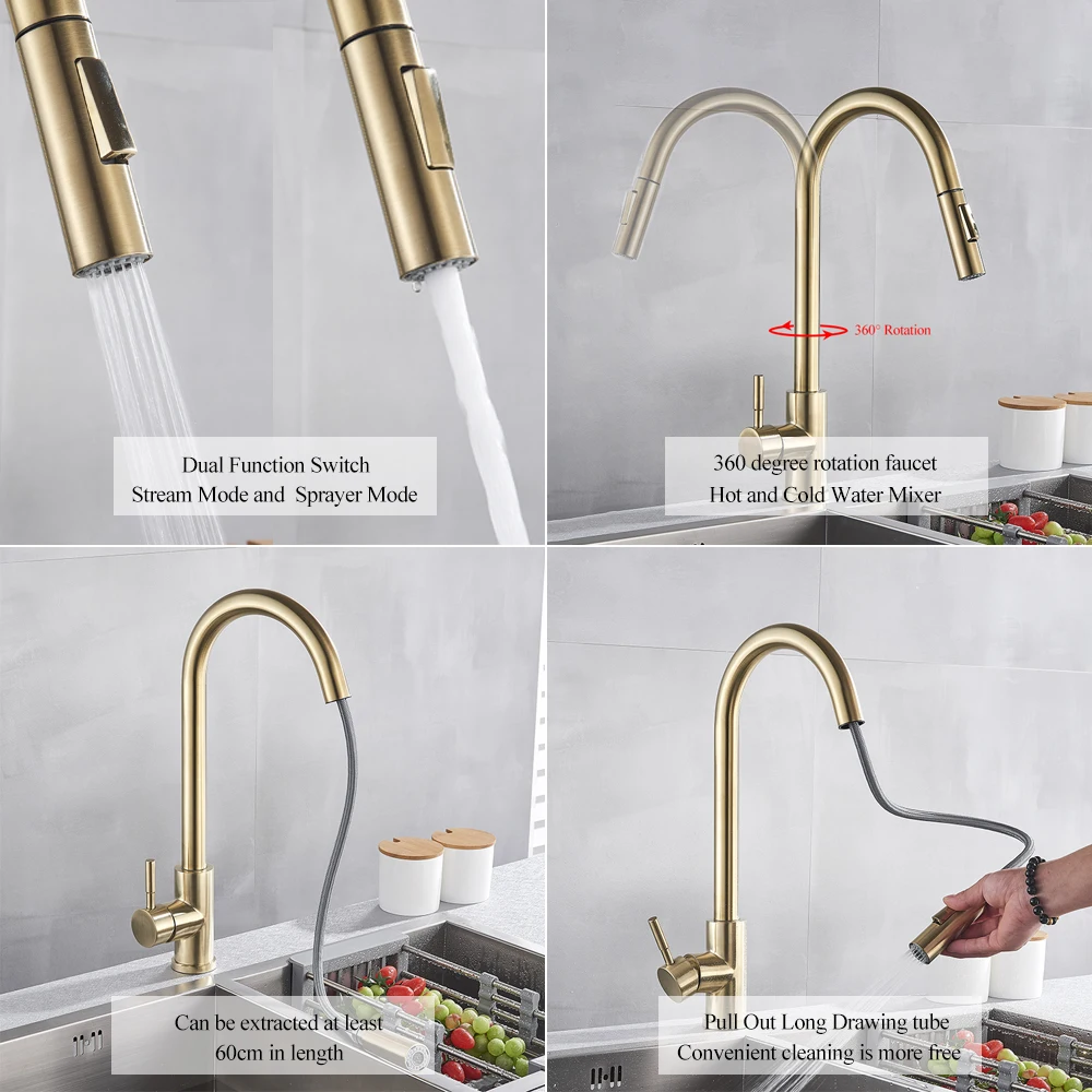 Matte Black Pull Out Sensor Kitchen Faucet Sensitive Smart Touch Control Mixer For Tap | Обустройство дома