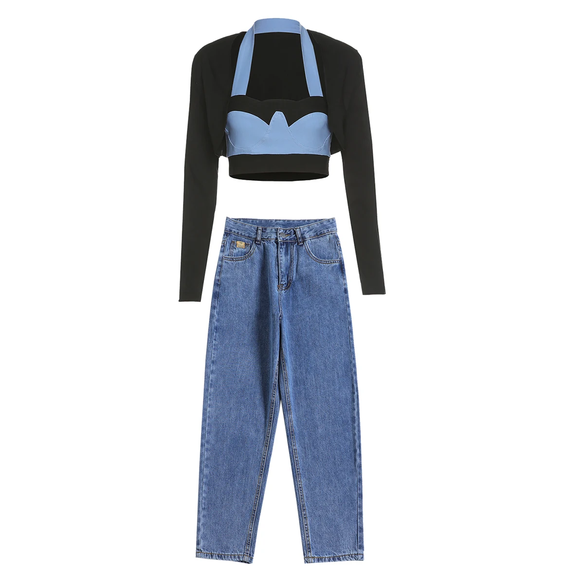 

K-pop, женская синяя уличная одежда, сексуальные наряды для концертов, одежда в стиле хип-хоп, корейский сценический костюм, костюм чарлидинга ...