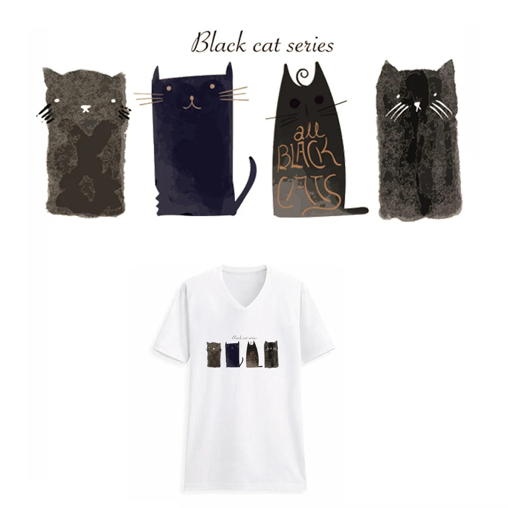 Нашивки серии Black Cat стикер для тоута моющаяся Бытовая утюговая нашивка