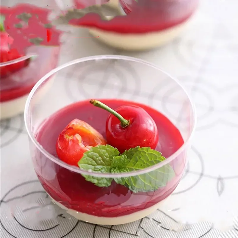 

30PCS Mousse Dessert Cups round Plastic Pudding cup Disposable Party Milk Convenient Tiramisu Birthday Wedding Ice Cream cup