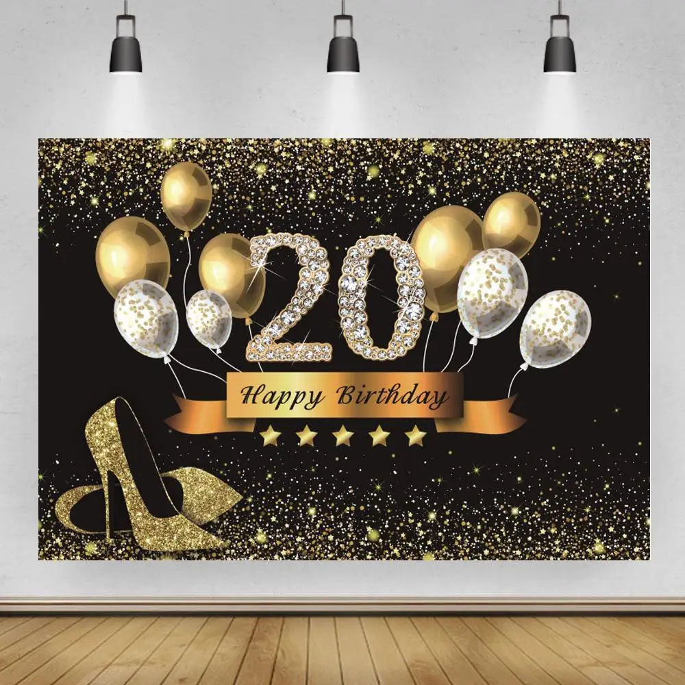 

Черный милый 16-й 18-й 20-й 30-й день Рождения Вечеринка блестящие Алмазные точки воздушные шары индивидуальный баннер Фотофон Фото фоны