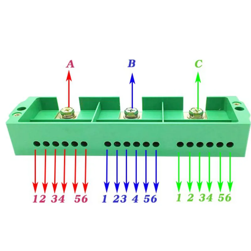 Caja de conexiones de distribución de tablero de terminales de Cable 3 en 18, bloque de terminales de gabinete de medición retardante trifásico