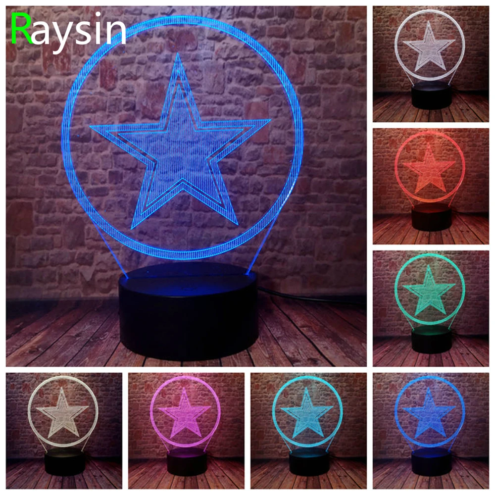 Мстители Капитан Америка Звездный щит лампа 3D 7 цветов ночной Светильник для