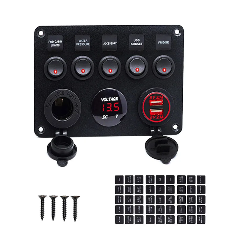 Зарядное устройство с двумя USB разъемами для автомобиля лодки светодиодный