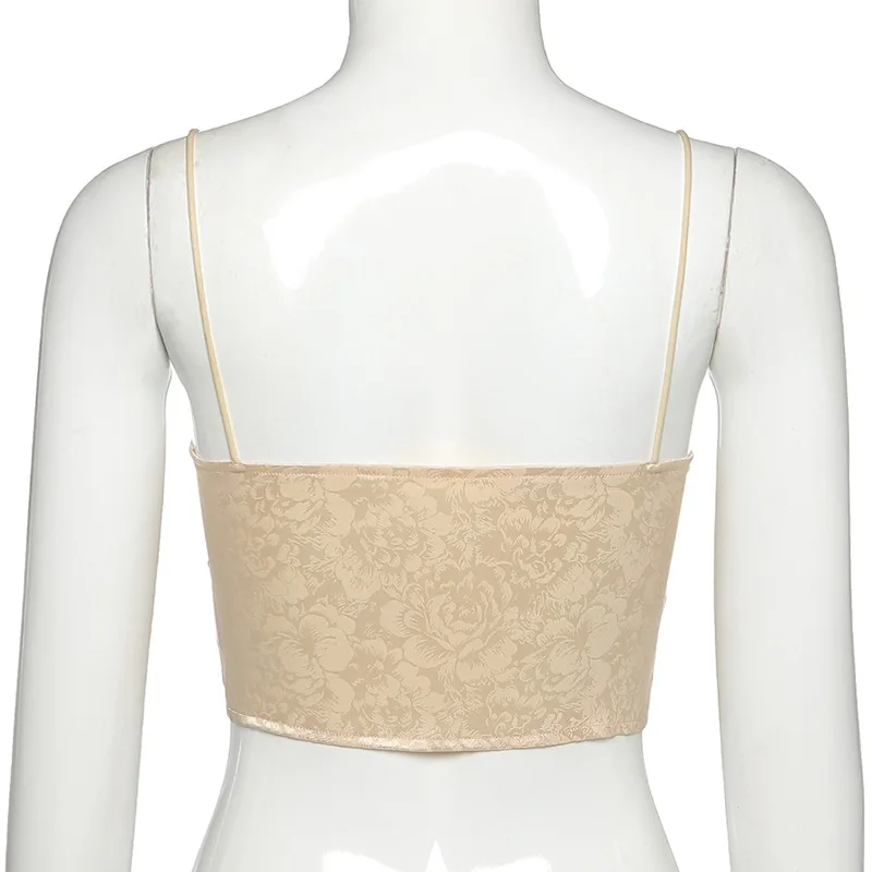 

2021 Summer Women Sexy V-neck Backless Floral Print Bnandage Cardigan Crop Tops Tank New Casual High Streetwear Vacation Outfits