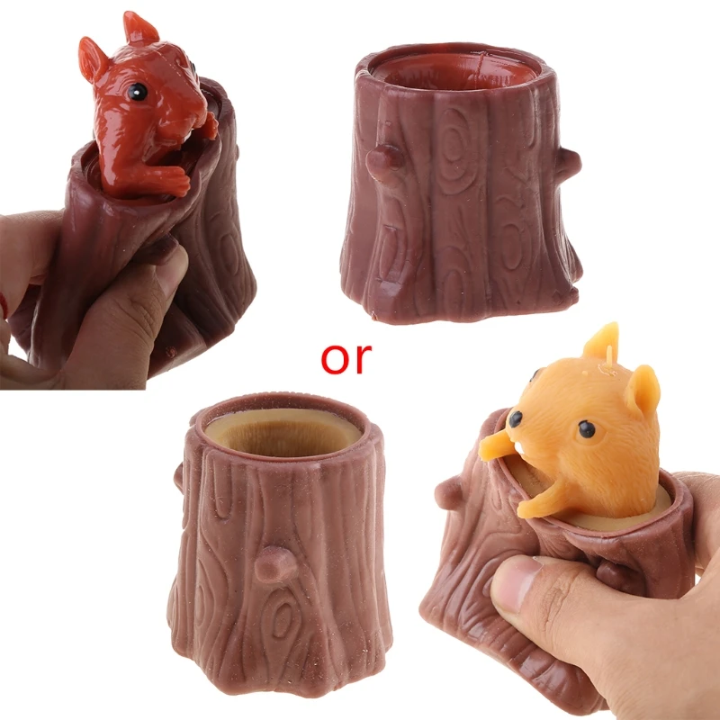 

Squeeze Squirrel Cup Children Toy Evil Decompression Tree Stumps Silicone Fidget Toys Miniature Telescopic Pen Holder