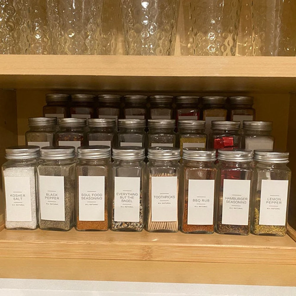 Customize Minimalist Spice Labels Rectangle Modern Kitchen Storage Waterproof Oil Proof Adhesive Sticker | Дом и сад