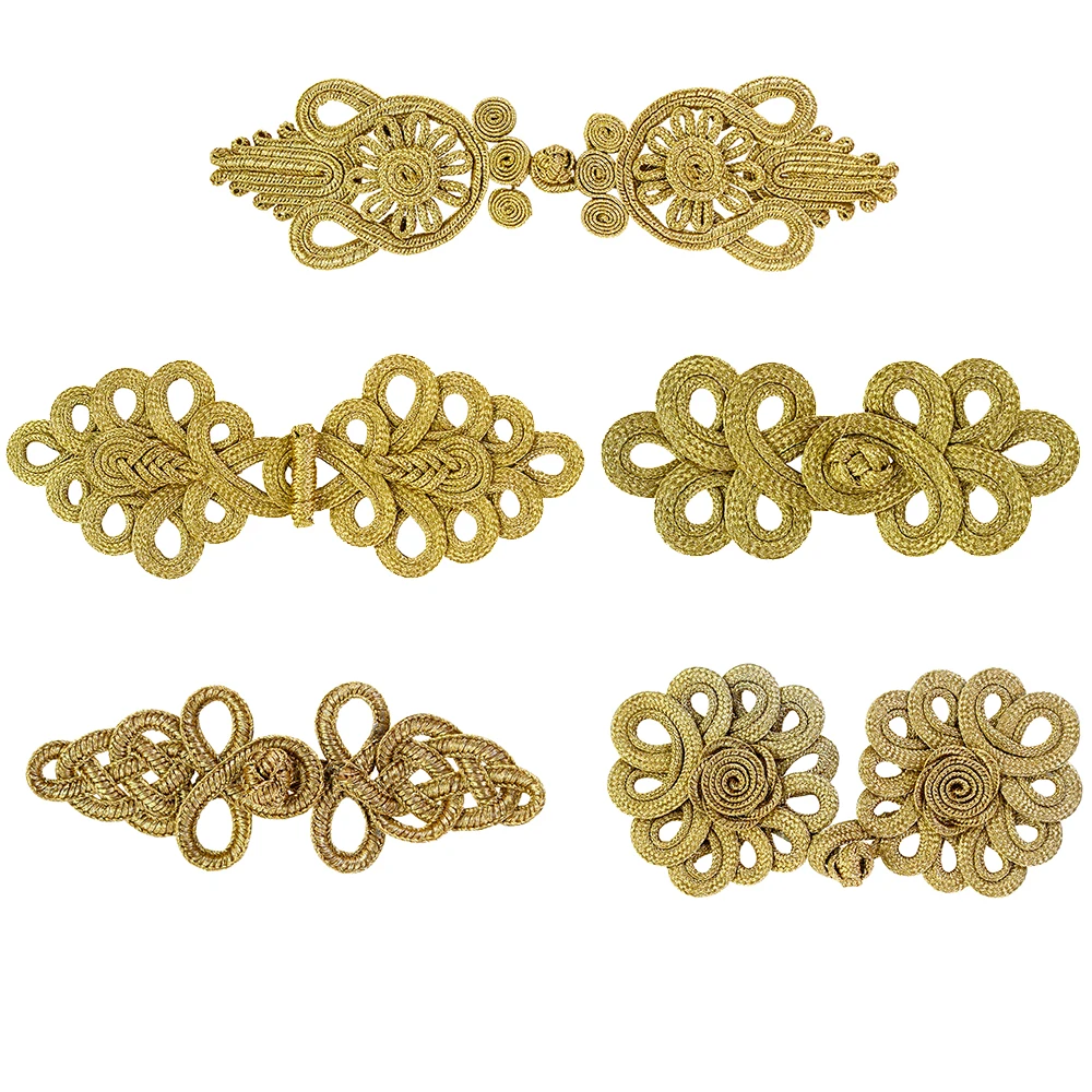 5 компл. Большой золотой шнур плетеный петельная застежка Закрытие узел пуговицы