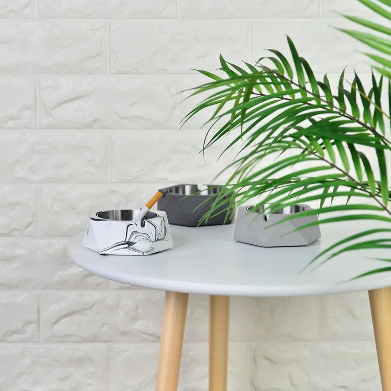

Geometric Concrete Metal Ashtray Cigar Ashtray Ash Tray Cigarette Rest Holder With Removable Metal Liner