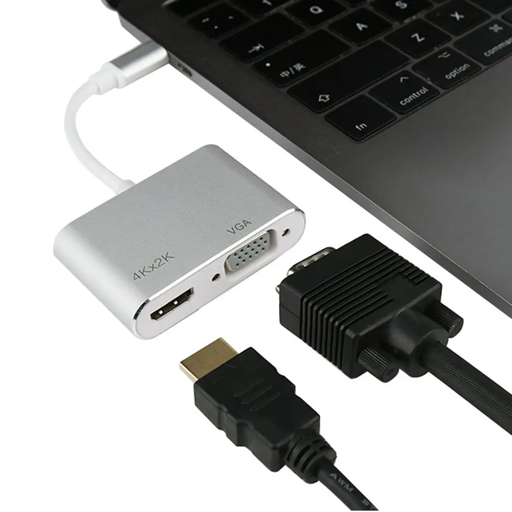 

USB C to HDMI-compatible VGA Adapter for Xiaomi Notebook Macbook Pro Type C to HDMI-compatible Cable 4K Converter