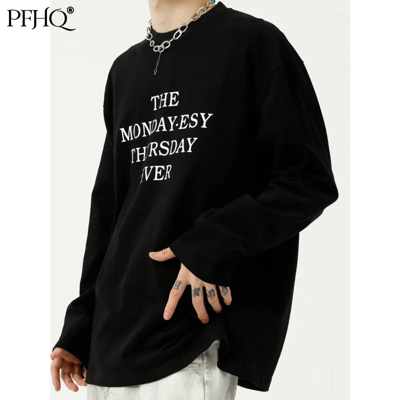 

Мужская футболка с длинным рукавом и круглым вырезом, с буквенным принтом