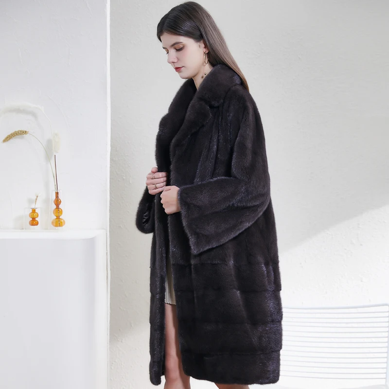 Mink real fur coat women winter natural fur mink fur coats and coats women long lapel loose cuffs women clothes