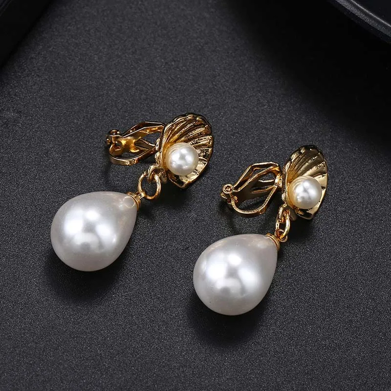 pearl Богемные новые модные креативные натуральные морские ракушка клипсы для клипсовые женские гребешки морские клипсы Бижутерия Подарки - Metal Color: pearl