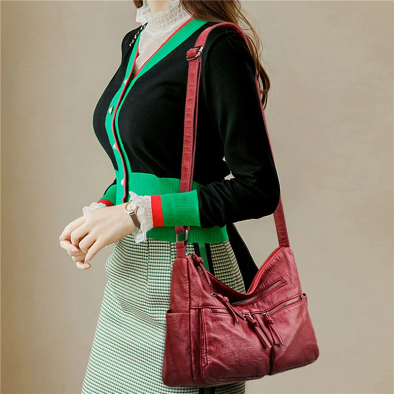 

Роскошные сумочки, женские сумки, дизайнерская мягкая сумка для дам, Шикарная стильная сумка через плечо из искусственной кожи высокого кач...