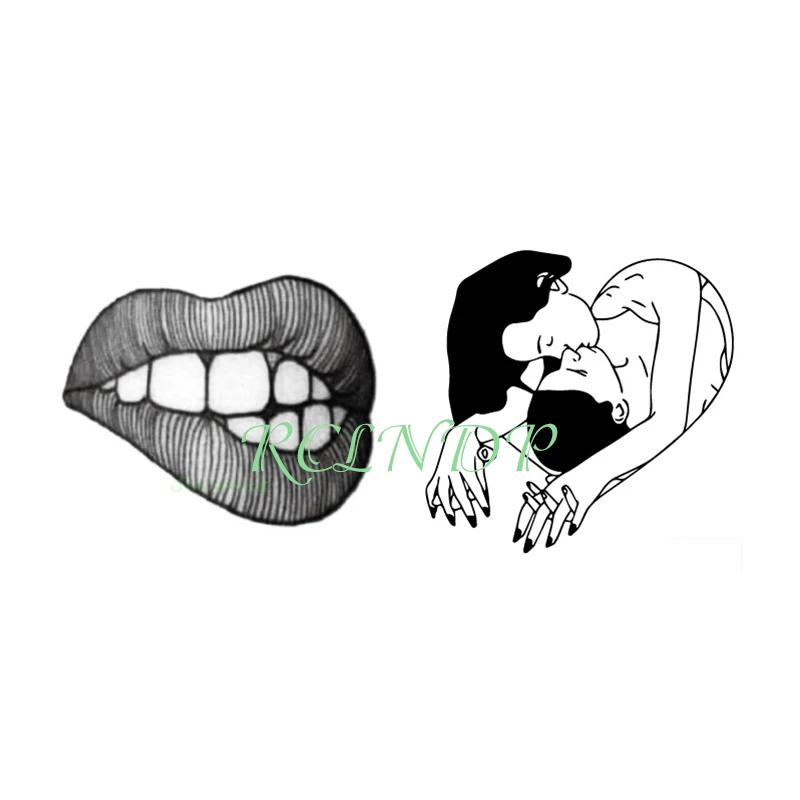 Водостойкая Временная наклейка для татуировок сексуальный рот сердечко старая