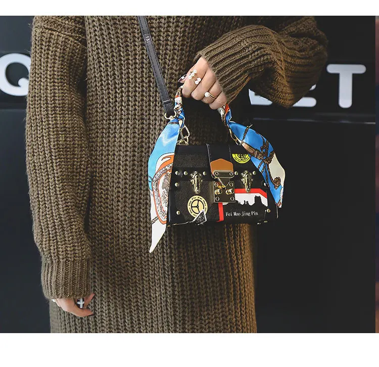 JIULIN 2019 new star box small square bag fashion lock towel single shoulder oblique span women's |