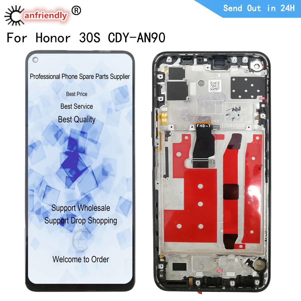 

6,5 "IPS для Honor 30S 2020 CDY-AN90 ЖК-дисплей + сенсорная панель дигитайзер с рамкой в сборе для Honor 30S 2020