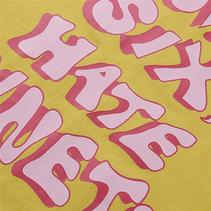 Женский Повседневный укороченный топ с коротким рукавом и принтом букв желтая