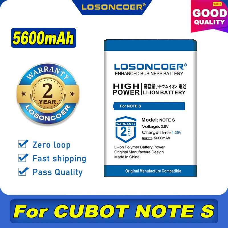 100% Оригинальный LOSONCOER 5600 мАч аккумулятор для CUBOT NOTE S Мобильный телефон