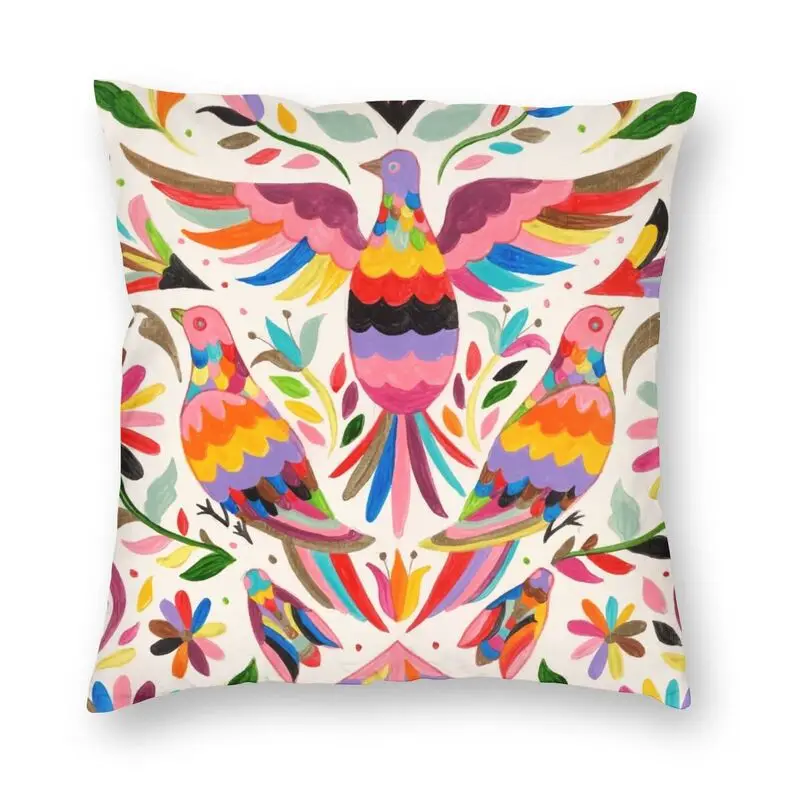 

Fashion Mexican Otomi Birds Texture Cushion Cover Folk Floral Art Throw Pillow Case for Sofa Car Cool Pillowcase Home Decor