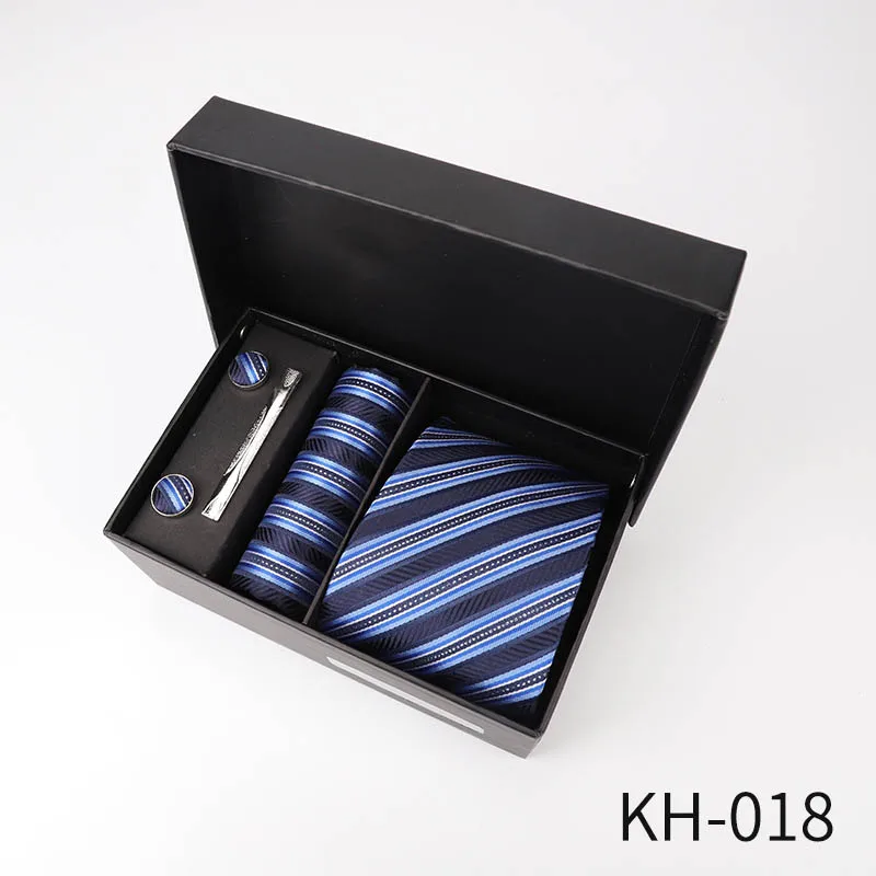 KH 018 6 шт. мужские деловые галстуки Подарочная коробка 8 см Повседневный галстук-бабочка классический Одноцветный жаккардовый полосатый Аксессуары для галстуков свадебный подарок - Цвет: KH 018
